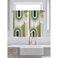 thumbnail image 2 of Tier Curtains 45 Inches Long, Modern, Window Treatment Curtain Drapes, Middle Century Abstract Geometric Olive Green Window Half Privacy Curtains for Bedroom Bathroom, 42"x45", 2 Panels, 2 of 7