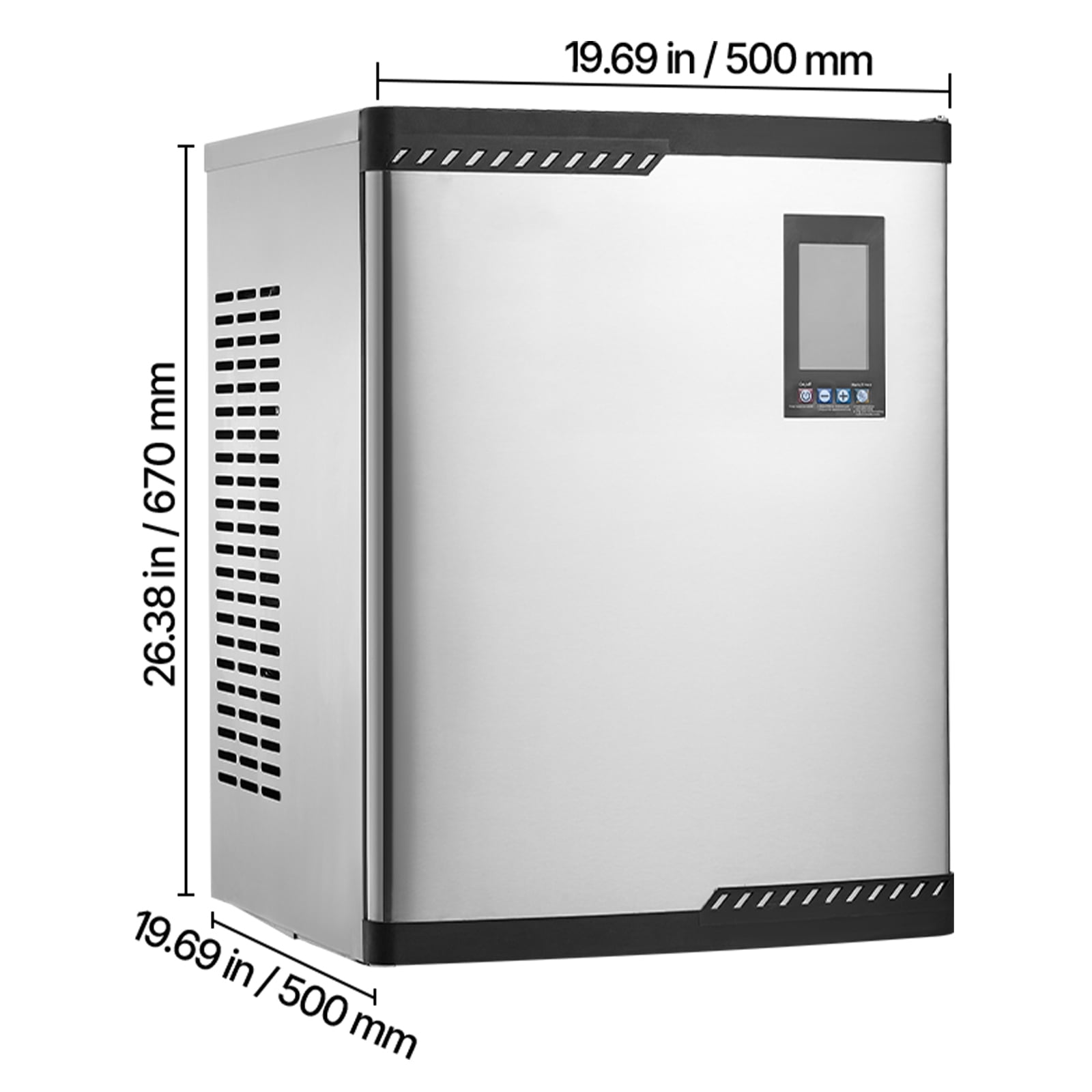 KFFKFF Commercial Ice Maker Machine, Produces 800 LBS/Day, Stainless Steel with Programmable, Self-Cleaning Function, Adjustable Thickness for Restaurants, Hotels - Head Unit Only