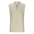 thumbnail image 4 of DPTALR George Men's Sleeveless Workout Tank Tops,Gym Muscle Henley Shirt,Casual Basic Summer Beach Tops,Beige,Big and Tall Men XL, 4 of 6