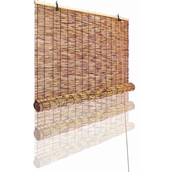 Natural Reed Roll up Window 47"x71" Vintage Carbonized Bamboo Blind Roller Shades Breathable Curtains for Indoor Outdoor Balcony Patio Garden