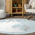 thumbnail image 3 of Nuloom Adalynn SpinClean Sleepy Cat Kids Machine Washable Area Rug, 4', Round, Adalynn Baby Blue, 3 of 9