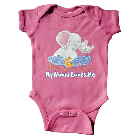

Inktastic My Nonni Loves Me Cute Elephants Clouds Moon and Stars Gift Baby Boy or Baby Girl Bodysuit