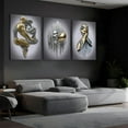 thumbnail image 6 of Modern Bedroom Wall Art Set of 3-3D Metal Effect Couple Canvas Paintings Wall Decor, Abstract Figure Statue Art Prints for Living Room Home Decor - 12x16in Framed, 6 of 6