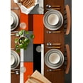 thumbnail image 5 of Hokiten Table Runners 48 Inches Long Dress Scarves, Modern Orange Beige Farmhouse Kitchen/Dining Table Runner, Short Coffee Tablerunners, Abstract Black Grey Color Blocks 13x48 Inch, 5 of 7