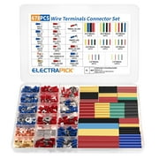 Electrapick 678Pcs Electrical Connector Kit 350Pcs Crimp Terminal Connector & 328Pcs Heat Shrink Tube , Spade Ring Fork Piggy Male Female Copper Insulated Wire Connectors Crimp