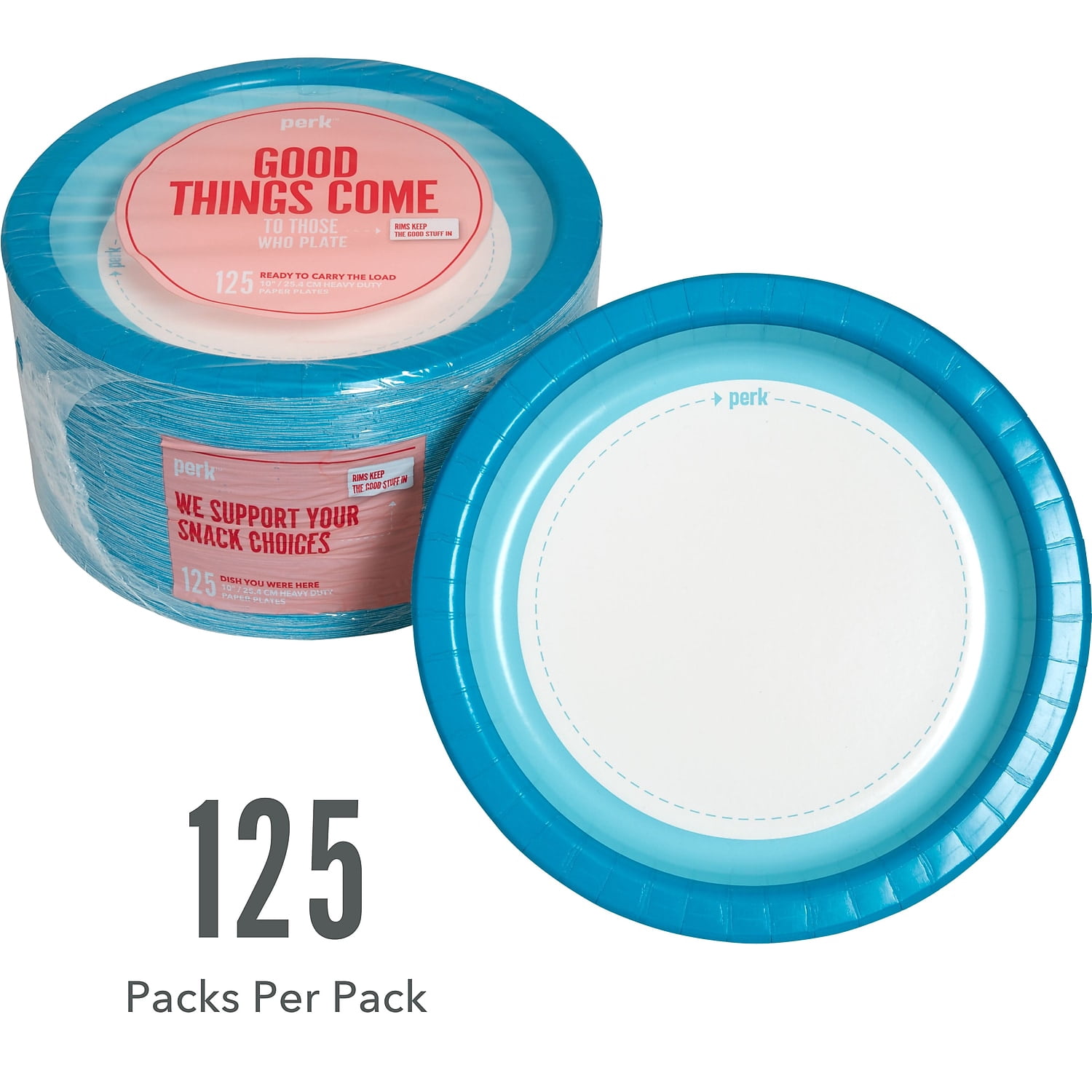 Staples Perk Heavy-Weight Paper Plates 10 Blue/White 125 PK54330