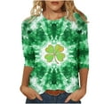 thumbnail image 5 of Mceream T-Shirt de la Saint-Patrick à Manches 3/4 pour Femme, Blouses à Col Rond, Décontracté, Vacances, Trèfle Irlandais, T-Shirts Graphiques, Tunique d'Été Amusante, Hauts de Festival, Grande Taille, Vert, P, 5 of 5