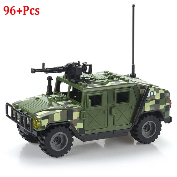 Bloques de construcción para niños, juguete de ladrillos para armar vehículo todoterreno armazón militar Humvee Jeep H1, serie WW2, ideal para regalo, 2 modos, 2024,No Box