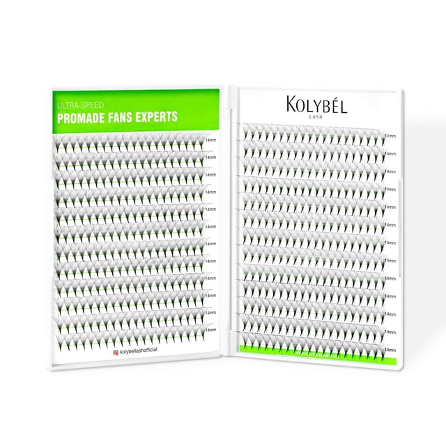 Extensiones de pestañas prefabricadas Kolybel 16D 0.05-D 11 mm 500 ventiladores