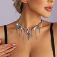 thumbnail image 2 of Y2k Star Choker Necklace for Women,Chunky Silver Star Layered Choker Long Chain Heart Pear Tassel Necklace Trendy Statement Necklace Jewelry, 2 of 10
