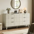 thumbnail image 4 of Laintene 3-Piece Boho Bedroom Set - 6-Drawer Dresser & 2 Nightstands with 3 Drawers & USB Charging, Fluted Wooden Storage, Modern Dresser & Nightstand Combo, White Oak, 4 of 13