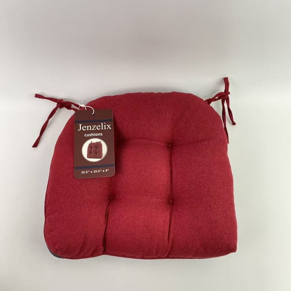 Jenzelix cushions, Shredded Memory Foam Kitchen Chair Cushions, Non-Slip Thick Dinning Room Chair Pads Seat Cushions, 15.5" x 15.5" x 4" (Red)
