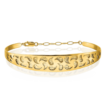 14K Solid Yellow Gold Chain Bangle Bracelet