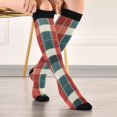 thumbnail image 5 of FORMRS Womens Knee High Socks Casual Long Thick Travel Daily Wear, 1 Pair, Vibrant Red Tartan Pattern, 5 of 6