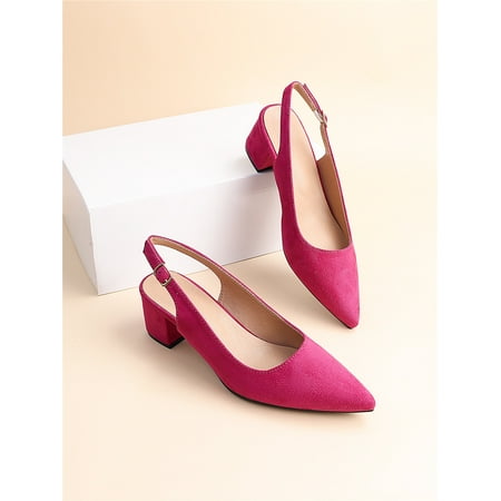 

Point Toe Chunky Heeled Slingback Pumps Women‘s Footwear