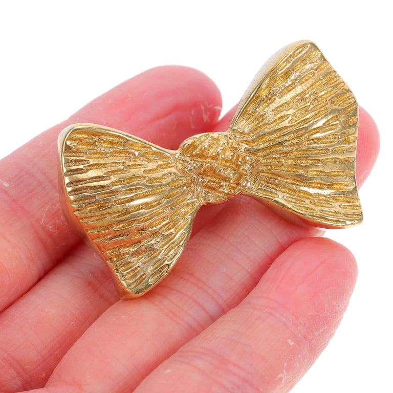 gold bow hardware for dresser Goldenwarm Exquisite Bow Knob Gold Brass Drawer Knobs Dresser Handle Decor Furniture Hardware main image 1
