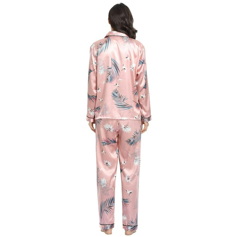 Women Satin Pajamas Long Sleeve Soft Silk Pjs Set Button Down Sleepwear  Two-Piece - China Nightgown and Silk Felling price