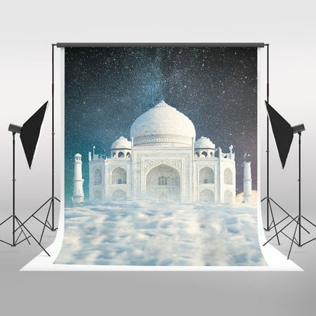 Image of MOHome 5x7ft Snow Scene Photography Backdrop White Snowflake and Castle Background Christmas Children Backdrops for Photo Studio Props