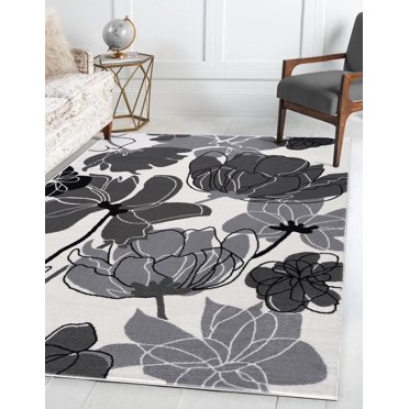 Beverly Rug Indoor Area Rug, Carpet for Living Room, Bedroom, Cream Dark Gray 8' x 10'