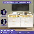 thumbnail image 4 of ChVans White Dresser with LED Lights for Bedroom, Modern Wood Dresser with Wide Drawers and Metal Handles, 6 drawer dresser for Bedroom, Living Room, Hallway, 4 of 7