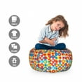 thumbnail image 2 of Cartoon Storage Toy Bag Chair, Retro Style Circles with Grid Mosaic Pattern Colorful Eighties Pop Art Illustration, Stuffed Animal Organizer Washable Bag, Small Size, Multicolor, by Ambesonne, 2 of 3