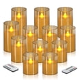 thumbnail image 1 of Velas sin llama Wemarry, pilares de vidrio acrílico con mando a distancia, paquete de 12, 1 of 6