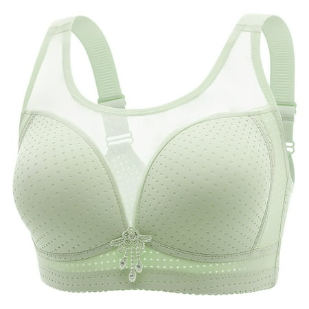 Audhol Lace Bralette Women Lace Back Button Shaping Cup Adjustable Shoulder Strap Large Size Underwire Bra Lightly Lined Bras for Women Green 38