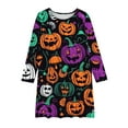 thumbnail image 3 of Odeerbi Toddler Girls Skater Twirl A-Line Dress Long Sleeve Pleated Dancing Dress Spring Fall Halloween Dress 4-14 Years Children Halloween Printed Princess Dress Toddler Clothes Black, 3 of 4