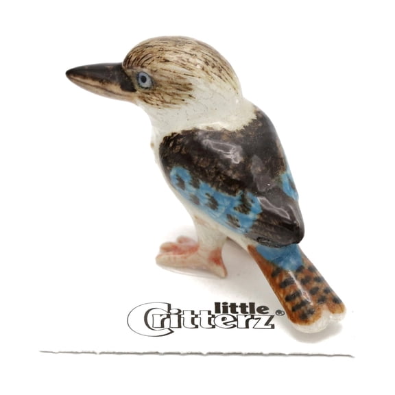 Little Critterz Kookaburra "Olly" Bird Handcrafted - Home Decor Bird Birthday Gift Decorative Figurine - Miniature Porcelain Figurine
