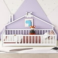 thumbnail image 3 of PORKISS Kids Montessori Floor Bed, Twin Size Floor Bed with Fence and Door for Girls Boys, White, 3 of 12