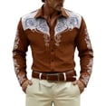 thumbnail image 1 of Camisetas de Navidad de Manga Larga de los Hombres Imprimir de Moda Casual Manga Larga Turndown Collar Blusa para Primavera Invierno Al Aire Libre Diario, 1 of 4