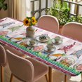 thumbnail image 3 of Gnomes Easter Table Cloths for 8 Foot Rectangle Tables, Eggs Tulips Spring Floral Pink Plaid Patio Waterproof Elastic Fitted Tablecloths, Washable Rectangular Table Cover for Camping, 3 of 8