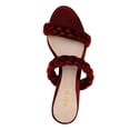 thumbnail image 2 of YDN Women Braided Two Straps Chunky Heel Slide Sandals Slip On Open Toe Low Heels Mules Shopping Party Dressy Shoes Size 10.5 Red, 2 of 4