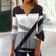 thumbnail image 2 of Blusas de Algodón para las Mujeres Impresas 3/4 Mangas V-Cuello Camiseta, Blusa de Algodón de Imitación Casual para las Mujeres, 2 of 5
