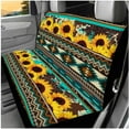 thumbnail image 3 of Pzuqiu 14 Pcs Aztec Sunflower Front Back Car Seat Covers Auto Steering Wheel Headrest Coasters Center Console Cushion Pad Seat Belt Key Chain Sets Covers Automobile Interior Sets Accessories, 3 of 7