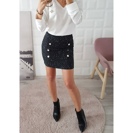 Waisted Wool - Sexy Fashion Bag Hip Woolen Blended Yarn-dyed High Waist Skirt Mini Skirt
