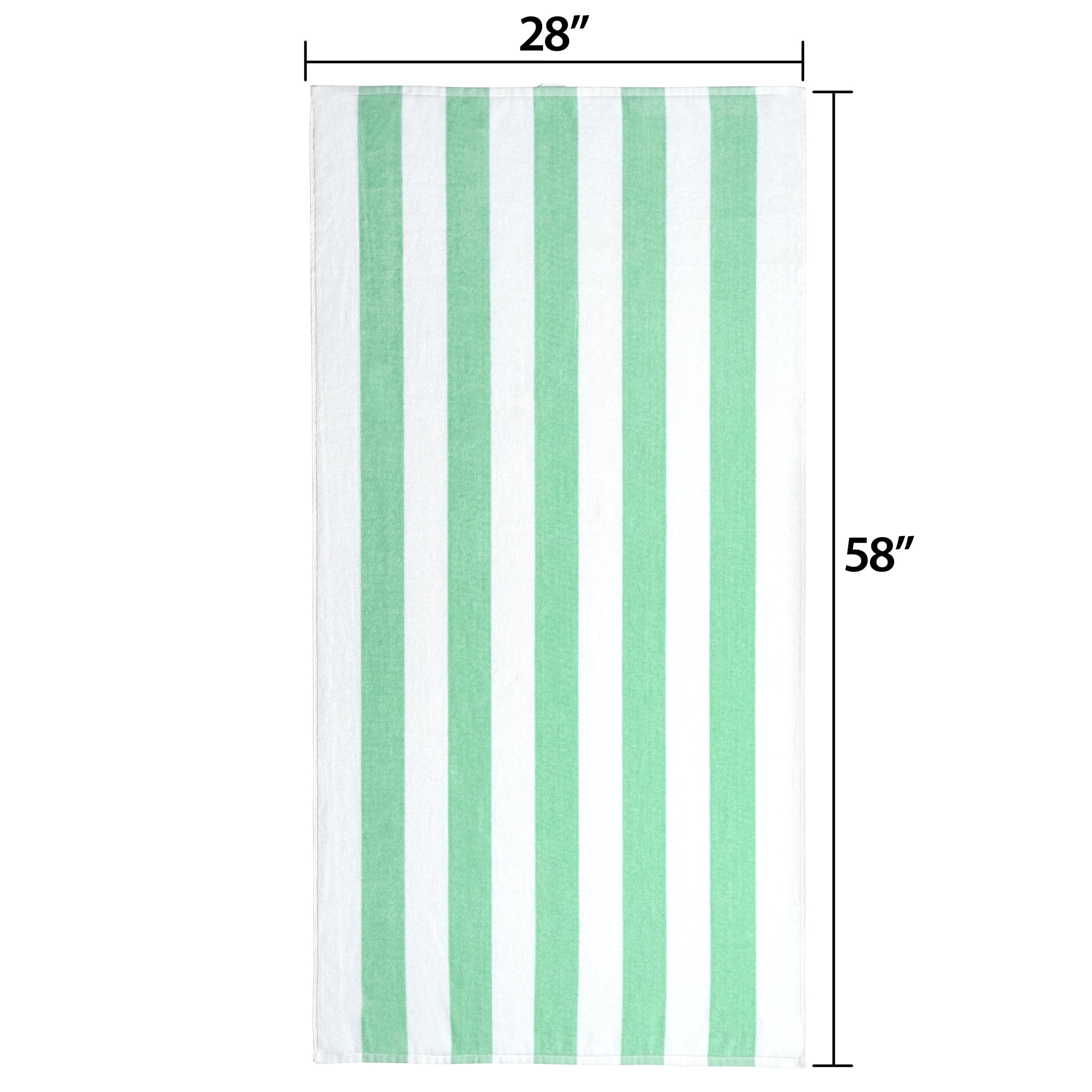 Mainstays Cabana Stripe Cotton Blend Beach Towel, 58" x 28", Mint Fluff
