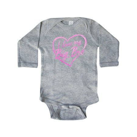 

Inktastic I Love My Big Bro in Pink Chalk Heart Gift Baby Boy or Baby Girl Long Sleeve Bodysuit