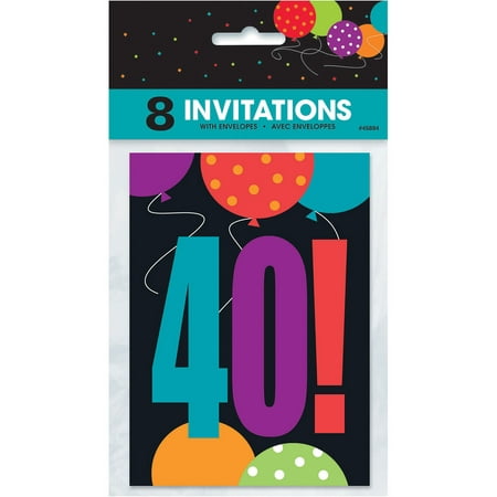  Birthday  Cheer 40th  Birthday  Invitations 8pk Walmart  com