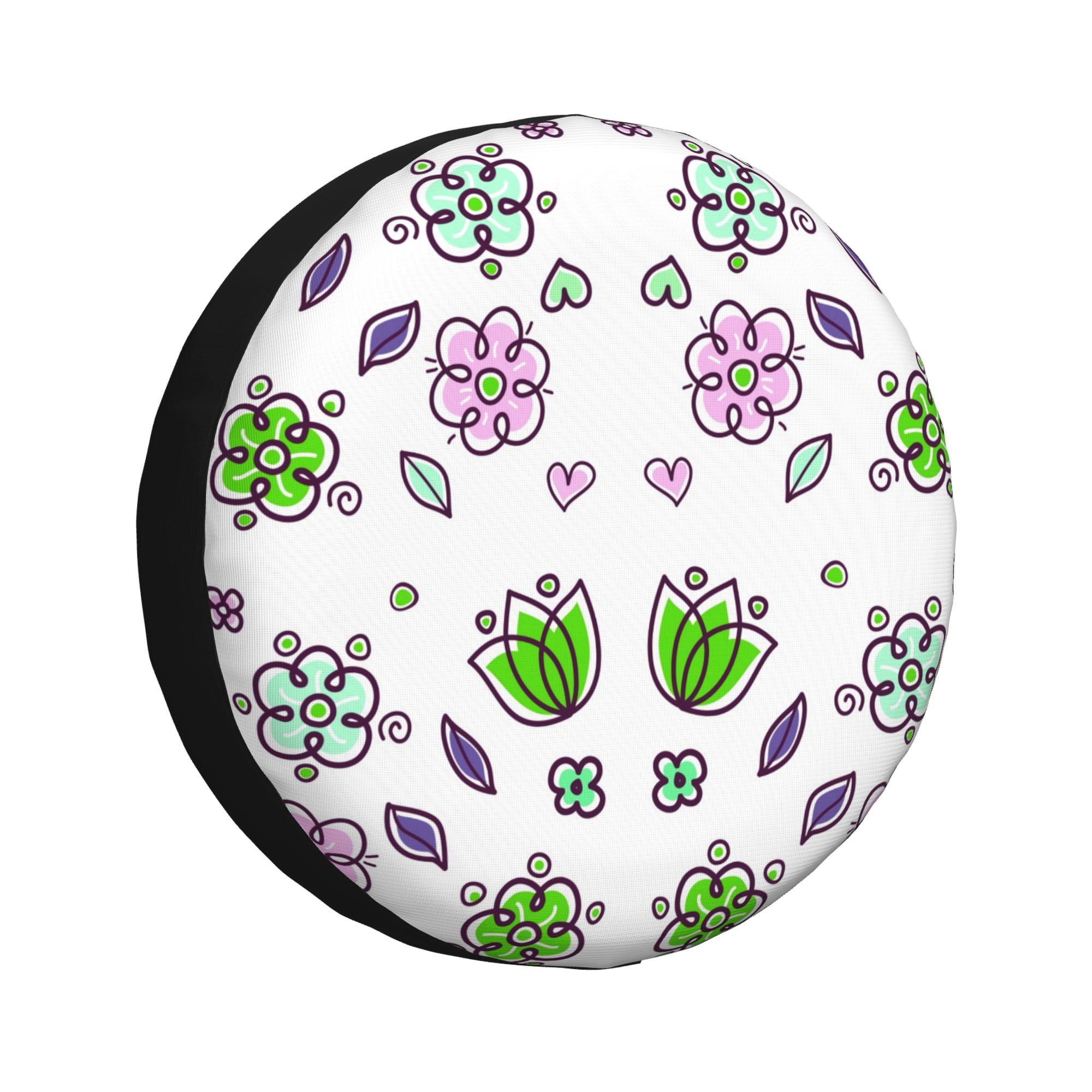 XMXY Watercolor Flower Doodles Spare Tire Cover, Universal Waterproof