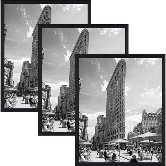 AmPm 16x20 Frame Black 3 Pack, 16x20 Picture Frames for Wall,Wood Frame 16x20 with Mounting Hardware