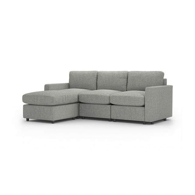 Sofá Seccional Modular De 3 Plazas + Otomano | Gris Niebla