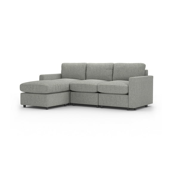 Sofá Seccional Modular De 3 Plazas + Otomano | Gris Niebla