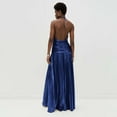 thumbnail image 4 of Einccm Women Halterneck Backless Maxi Dress Sleeveless Solid Casual Long Dress with V Neck and Slit Hem for Summer Beach Vacation Parties Weddings, 4 of 8
