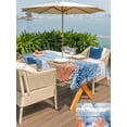 thumbnail image 5 of Outdoor Tablecloth with Umbrella Hole for Patio/Picnic/Party/Camping, Orange Navy Blue Coral Waterproof Table Cloth Rectangle Table Cover Washable, Summer Beach Coastal Ocean Blue Wood (60"x 84"), 5 of 8