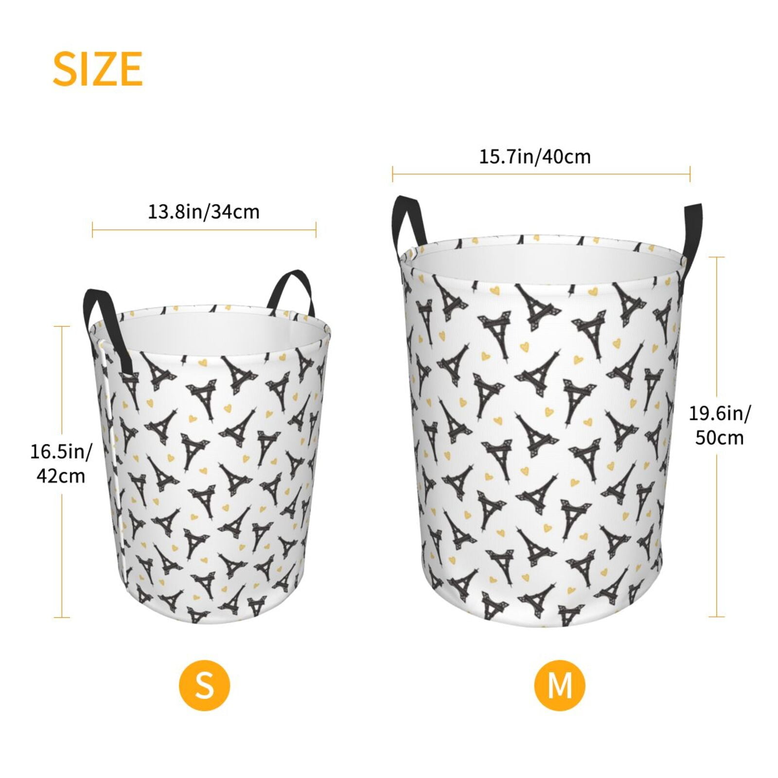 Large Laundry Basket with Handles - Eiffel Tower hearts Kids Baby Dirty Clothes Laundry Hamper for Bedroom Aesthetic