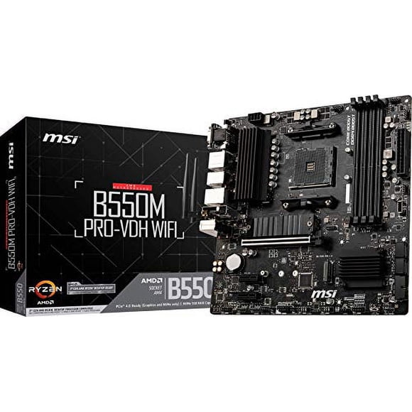MSI B550M PRO-VDH WiFi ProSeries Carte Mère (AMD AM4, DDR4, PCIe 4.0, SATA 6Gb/s, M.2, USB 3.2 Gen 1, AX Wi-Fi 6, D-SUB/HDMI/DP, Micro-ATX)