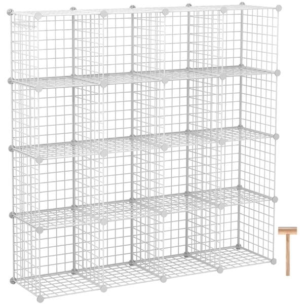 Metal Wire Cube Storage,16Cube Shelves Organizer,Stackable Storage