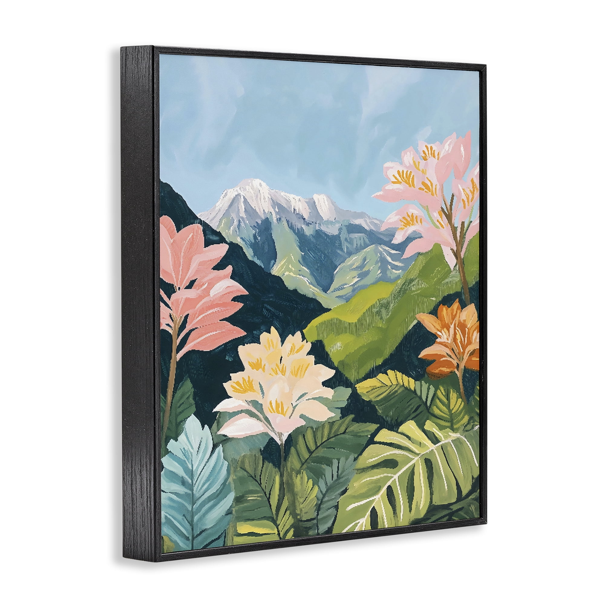 Stupell Industries Tropical Mountain Landscape Black Framed Giclee Art, design by The Prints Vibe