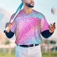 thumbnail image 5 of Zufioo Fun Rainbow Pink Print Men's Baseball Short Sleeve, Moisture Wicking Button-Down Hip Hop Tee-4X-Large, 5 of 7